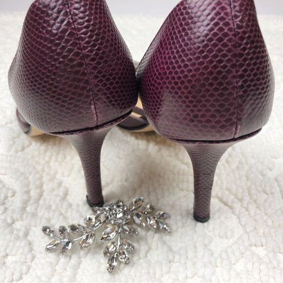 Ellen Tracy Shoes Heels Leather Snake Skin Purple 6 - Picture 7 of 7